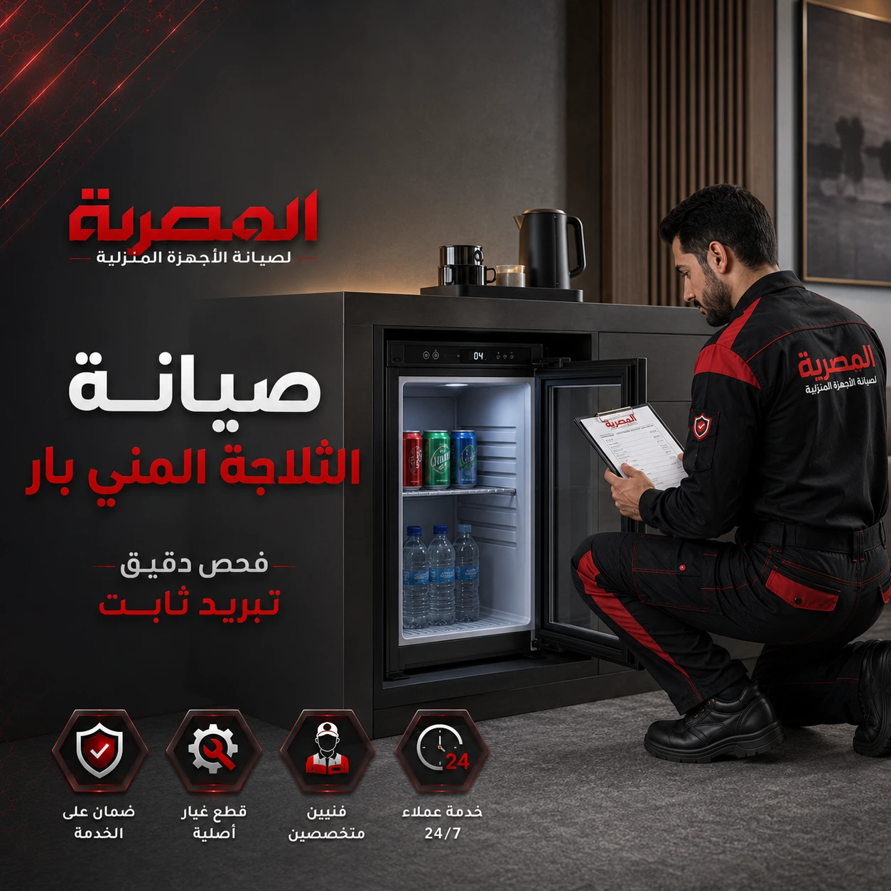 صيانة ثلاجة ميني بار وفحص التبريد في الثلاجات الصغيرة