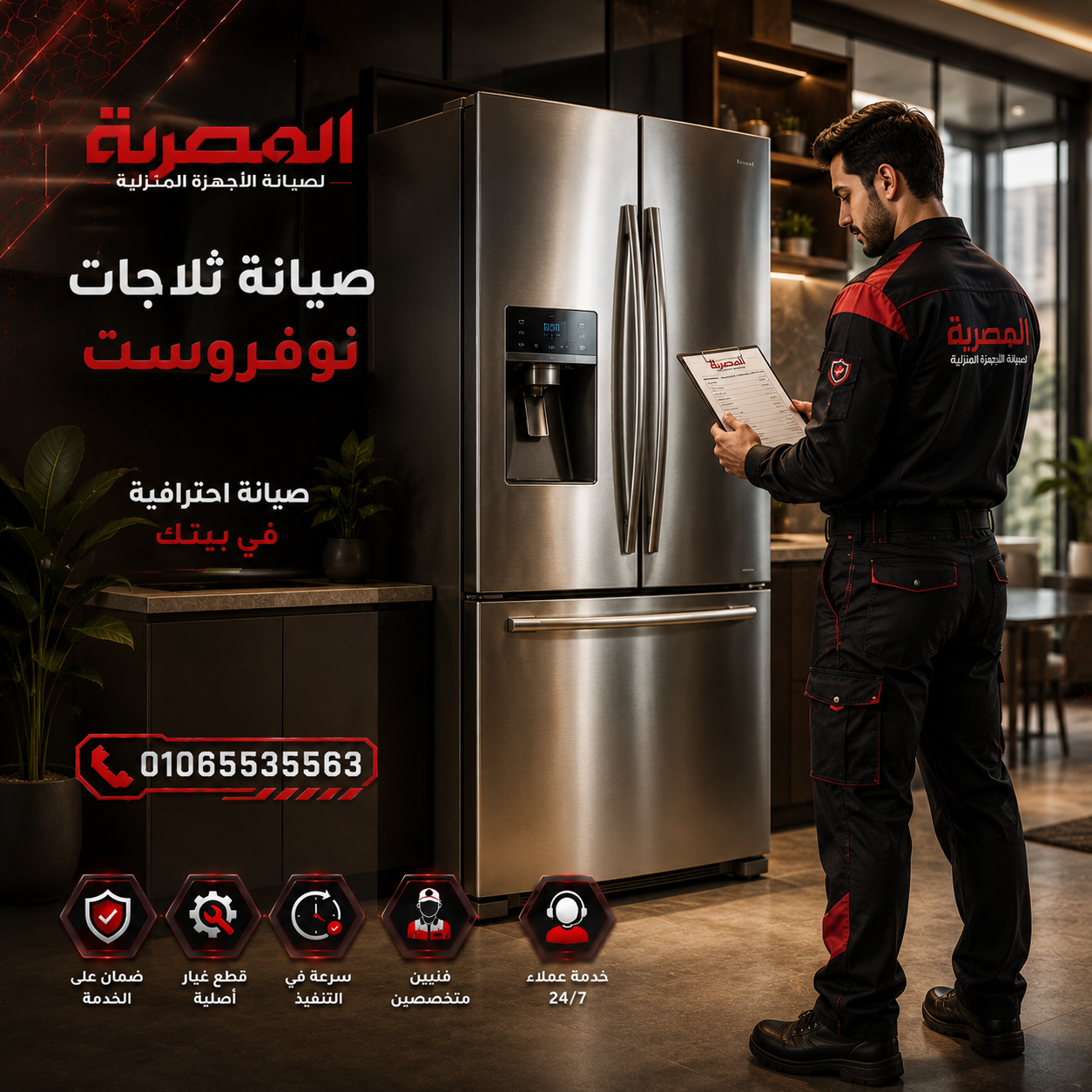 صيانة ثلاجة نوفروست لعلاج ضعف التبريد وتراكم الثلج