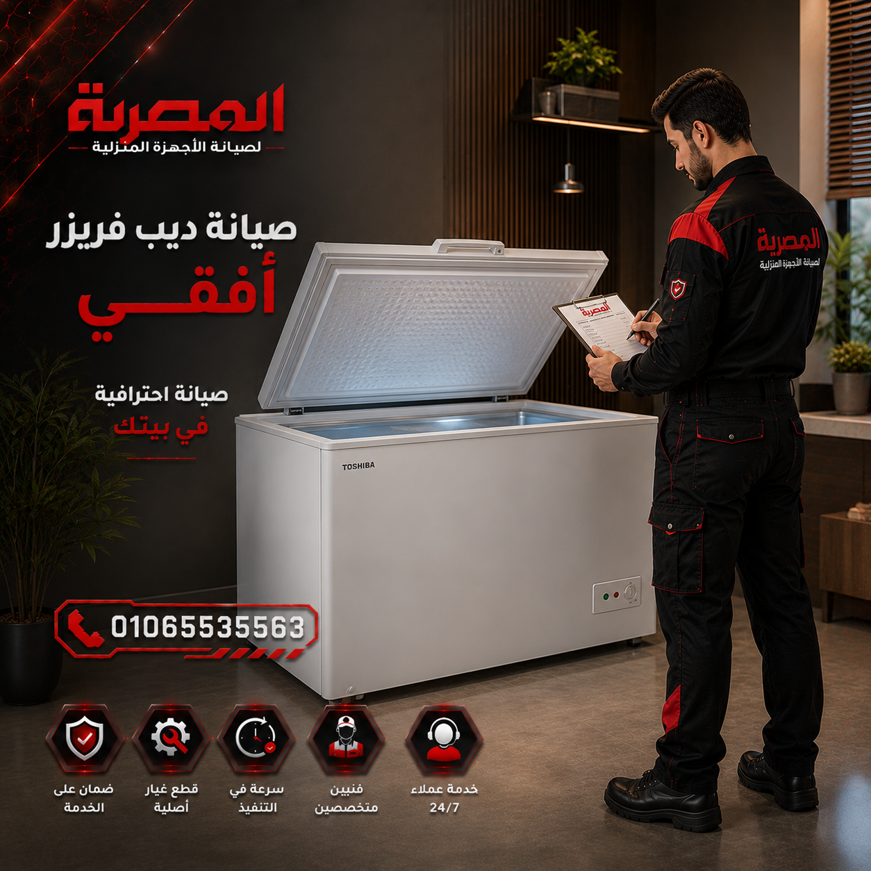 صيانة ديب فريزر أفقي لعلاج ضعف التجميد وتسريب المياه